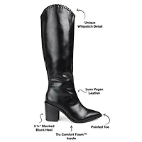 Journee Collection Womens Daria Wide Calf Stacked Heel Riding Boots