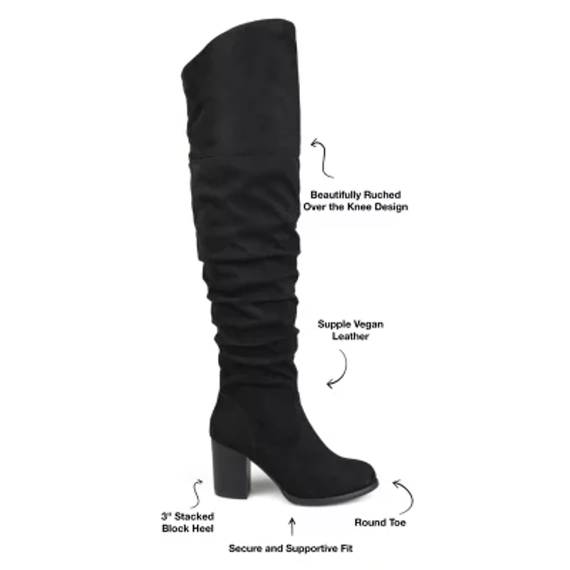 Journee Collection Womens Kaison Stacked Heel Over the Knee Boots