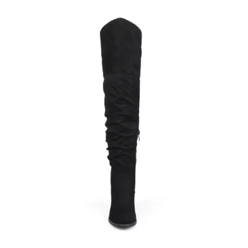 Journee Collection Womens Kaison Stacked Heel Over the Knee Boots