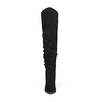 Journee Collection Womens Kaison Stacked Heel Over the Knee Boots