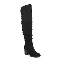 Journee Collection Womens Kaison Stacked Heel Over the Knee Boots