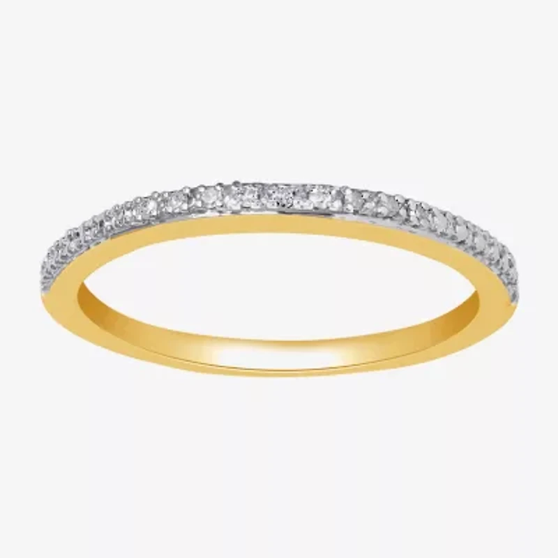 Surrounded by Love Womens Diamond Accent Natural White 14K Gold Over Silver Sterling Wedding Band