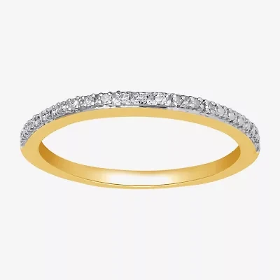 Surrounded by Love Womens Diamond Accent Natural White 14K Gold Over Silver Sterling Wedding Band