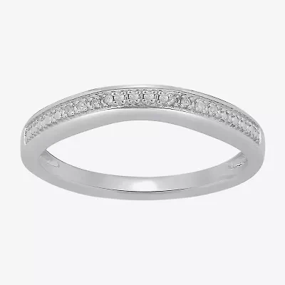 Surrounded by Love Womens 2MM Diamond Accent Natural White Sterling Silver Wedding Band
