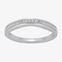 Surrounded by Love Womens 2MM Diamond Accent Natural White Sterling Silver Wedding Band