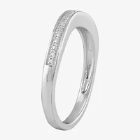 Surrounded by Love Womens 2MM Diamond Accent Natural White Sterling Silver Wedding Band
