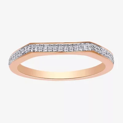 Surrounded by Love Womens 2MM Diamond Accent Natural White 14K Rose Gold Over Silver Sterling Wedding Band