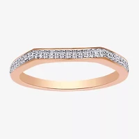 Surrounded by Love Womens 2MM Diamond Accent Natural White 14K Rose Gold Over Silver Sterling Wedding Band