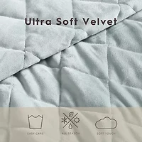Laura Ashley Diamond Stitch Velvet Quilt Set