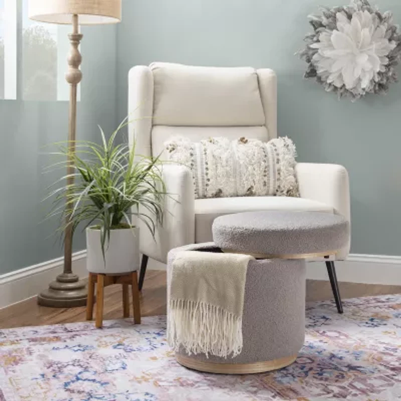 Berlinda Sherpa Round Storage Ottoman