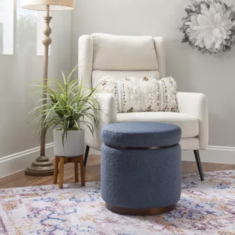 Berlinda Sherpa Round Storage Ottoman