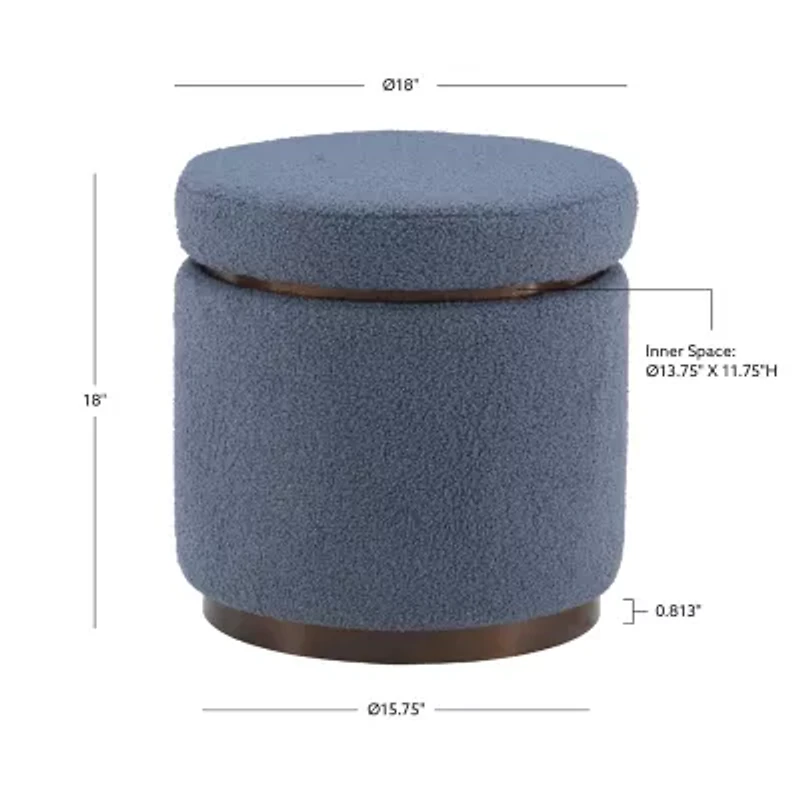 Berlinda Sherpa Round Storage Ottoman
