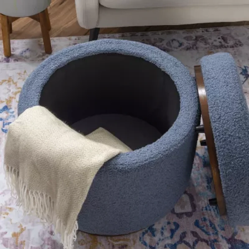 Berlinda Sherpa Round Storage Ottoman