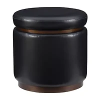 Berlinda Faux Leather Round Storage Ottoman