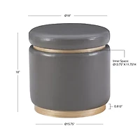Berlinda Faux Leather Round Storage Ottoman