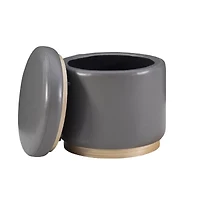 Berlinda Faux Leather Round Storage Ottoman