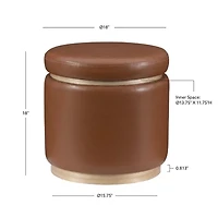 Berlinda Faux Leather Round Storage Ottoman
