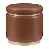 Berlinda Faux Leather Round Storage Ottoman