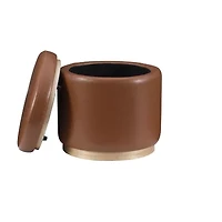 Berlinda Faux Leather Round Storage Ottoman