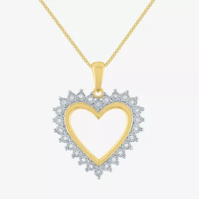 Womens 1/10 CT. T.W. Natural White Diamond 14K Gold Over Silver Heart 18 Inch Pendant Necklace