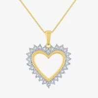 Womens 1/10 CT. T.W. Natural White Diamond 14K Gold Over Silver Heart 18 Inch Pendant Necklace