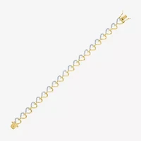 Womens 1/10 CT. T.W. Natural White Diamond 14K Gold Over Silver Heart 7.5 Inch Tennis Bracelet