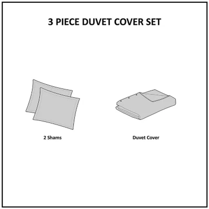 INK+IVY Kara 3 Piece Cotton Jacquard Duvet Cover Set