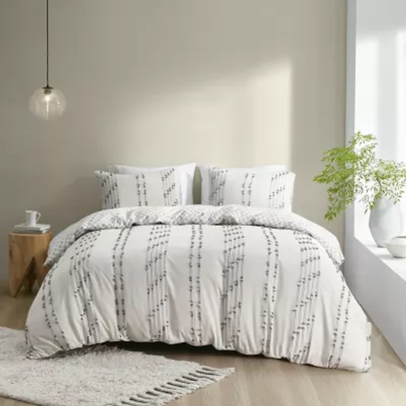 INK+IVY Kara 3 Piece Cotton Jacquard Duvet Cover Set
