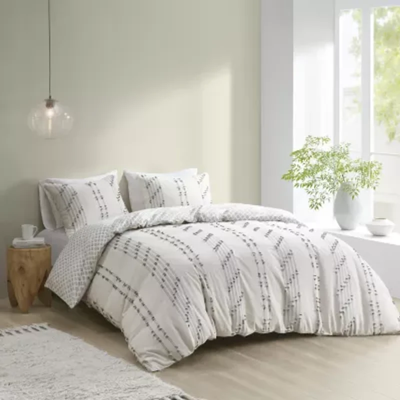INK+IVY Kara 3 Piece Cotton Jacquard Duvet Cover Set