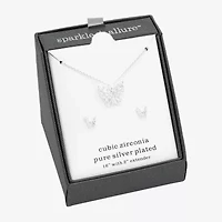 Sparkle Allure Womens Cubic Zirconia Pure Silver Over Brass Butterfly 2-pc. Jewelry Set
