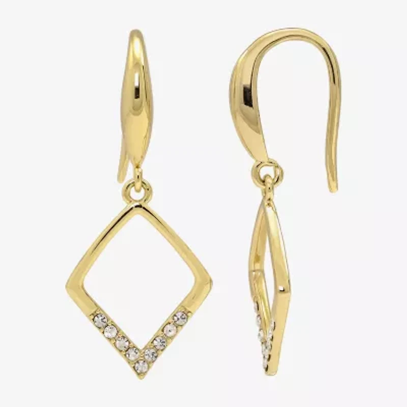 Sparkle Allure Womens Crystal 14K Gold Over Brass Diamond Drop Earrings