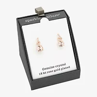 Sparkle Allure Womens Pink Crystal 18K Rose Gold Over Brass Round Drop Earrings