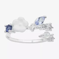 Sparkle Allure Womens Multi Color Crystal Pure Silver Over Brass Flower Bypass  Band