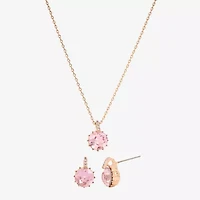 Sparkle Allure Pink Womens Pink Crystal 18K Rose Gold Over Brass Round 2-pc. Jewelry Set