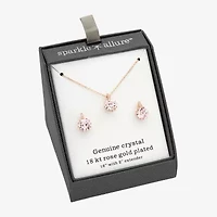 Sparkle Allure Pink Womens Pink Crystal 18K Rose Gold Over Brass Round 2-pc. Jewelry Set