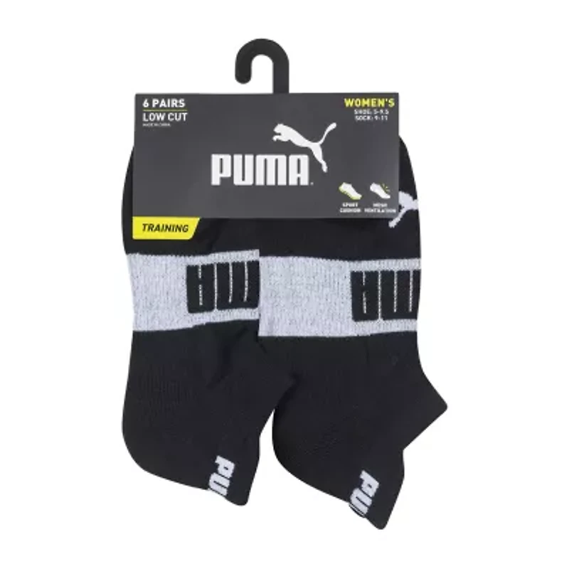 PUMA Ultimate Training Heel Tab Womens Breathable Multi-Pack 6 Pair Low Cut Socks