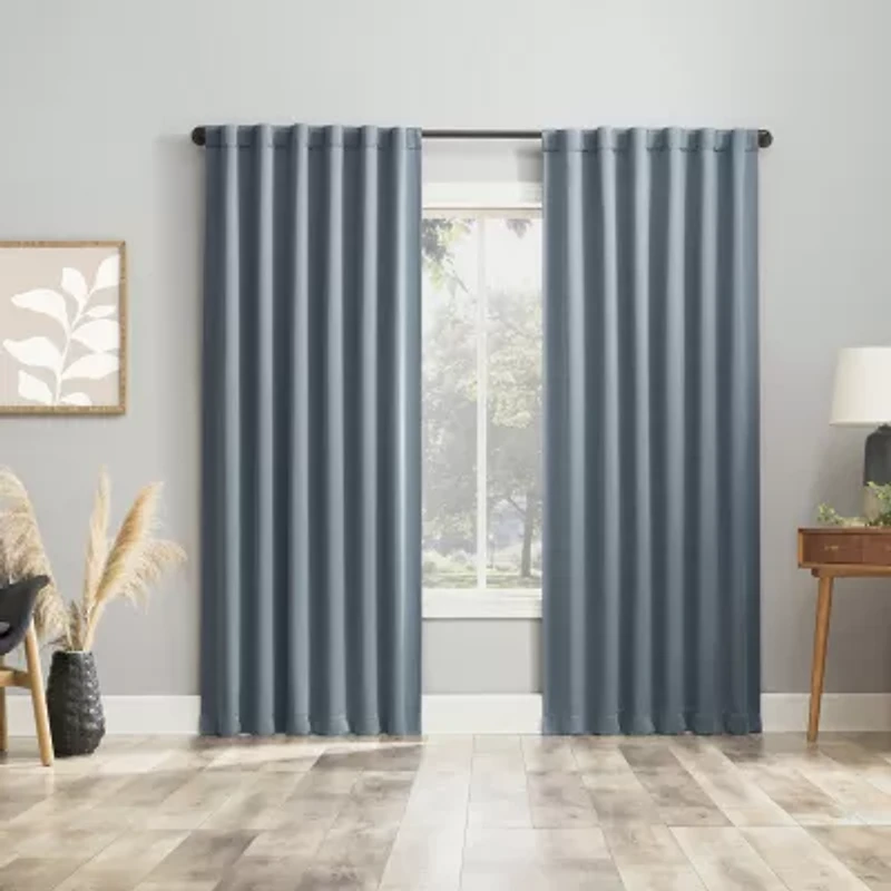 Sun Zero Aria Magnetic Closure Back Tab 100% Blackout Set of 2 Curtain Panel
