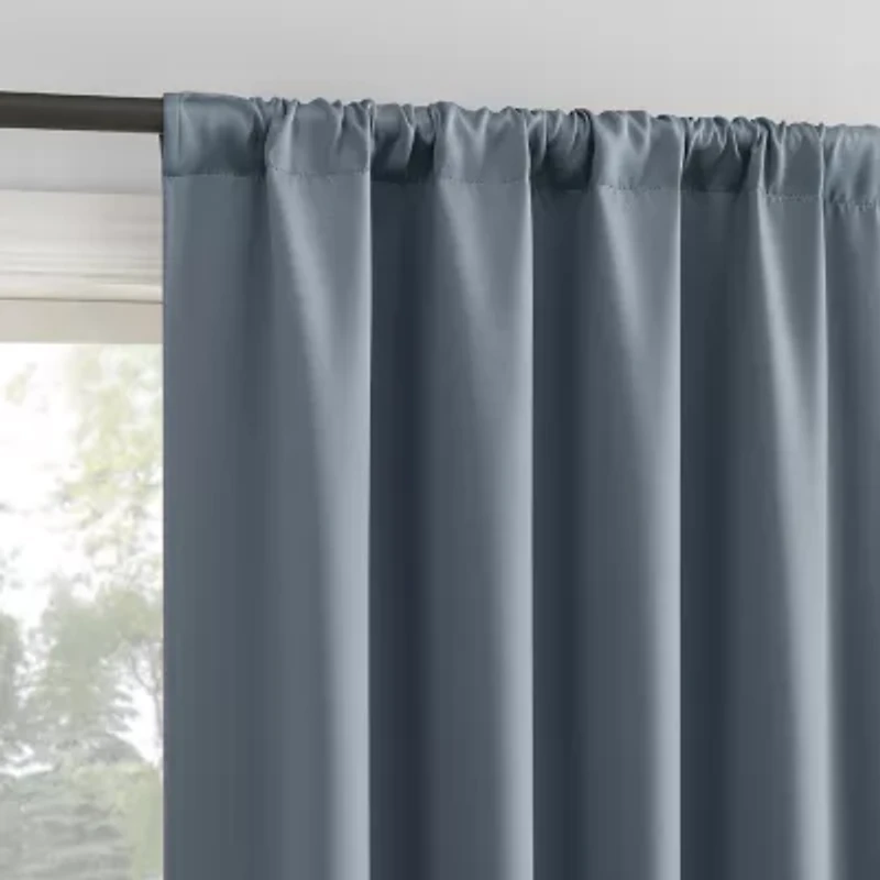 Sun Zero Aria Magnetic Closure Back Tab 100% Blackout Set of 2 Curtain Panel