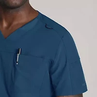 Barco One Bot195 Velocity 2-Pocket Mens V Neck Short Sleeve Wrinkle Resistant Scrub Top