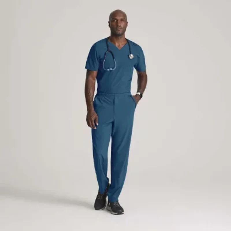 Barco One Bot195 Velocity 2-Pocket Mens Big and Tall V Neck Short Sleeve Wrinkle Resistant Scrub Top