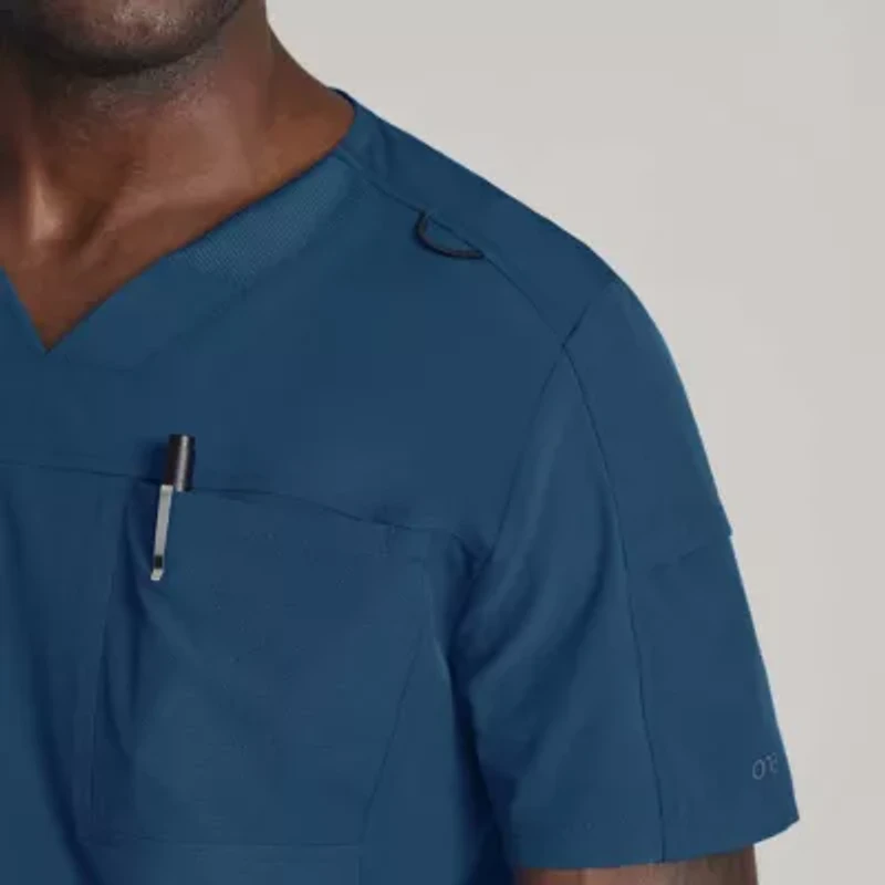 Barco One Bot195 Velocity 2-Pocket Mens Big and Tall V Neck Short Sleeve Wrinkle Resistant Scrub Top