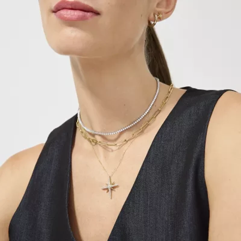 Diamond Addiction (G-H / Si2-I1) North Star Womens 1/4 CT. T.W. Lab Grown White Diamond 10K Gold Star 18 Inch Pendant Necklace