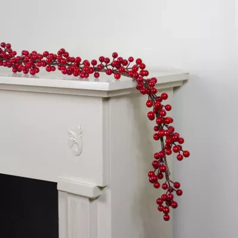 Northlight Shiny Red Berries Unlit Christmas Indoor Garland