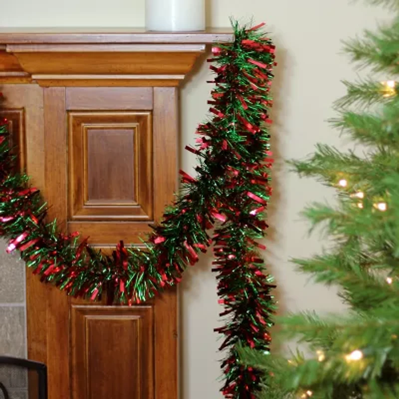 Northlight Red And Green Wide Cut Tinsel Unlit Christmas Indoor Garland