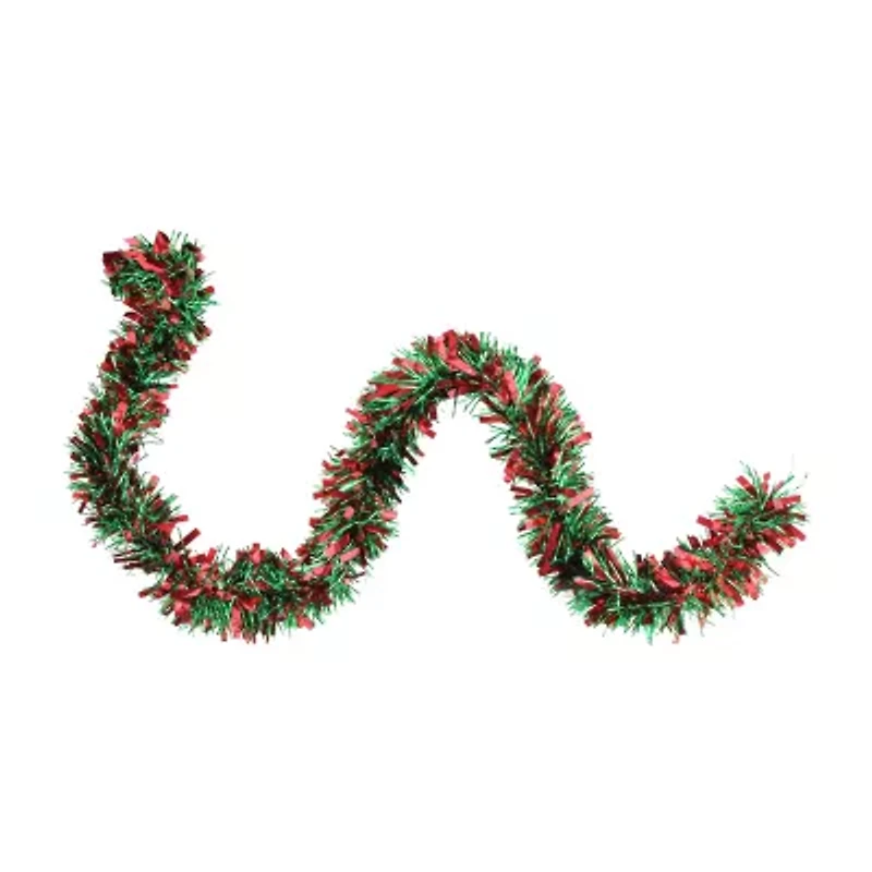 Northlight Red And Green Wide Cut Tinsel Unlit Christmas Indoor Garland
