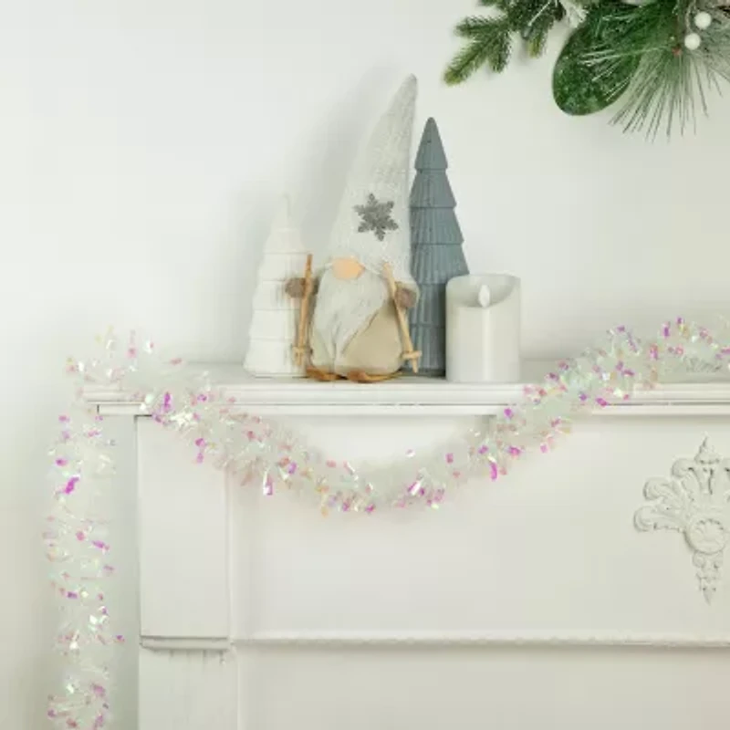 Northlight Iridescent And Snowblush Wide Cut Tinsel Unlit Christmas Outdoor Garland