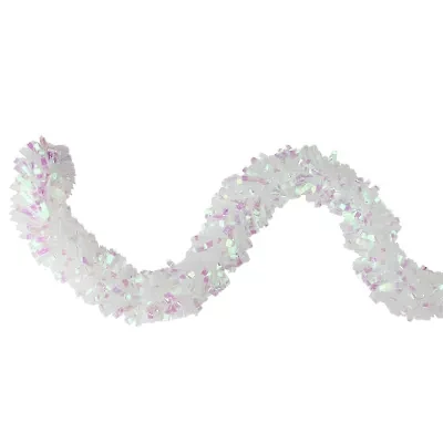 Northlight Iridescent And Snowblush Wide Cut Tinsel Unlit Christmas Outdoor Garland