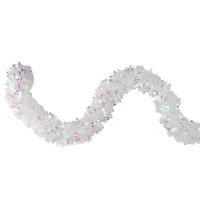 Northlight Iridescent And Snowblush Wide Cut Tinsel Unlit Christmas Outdoor Garland
