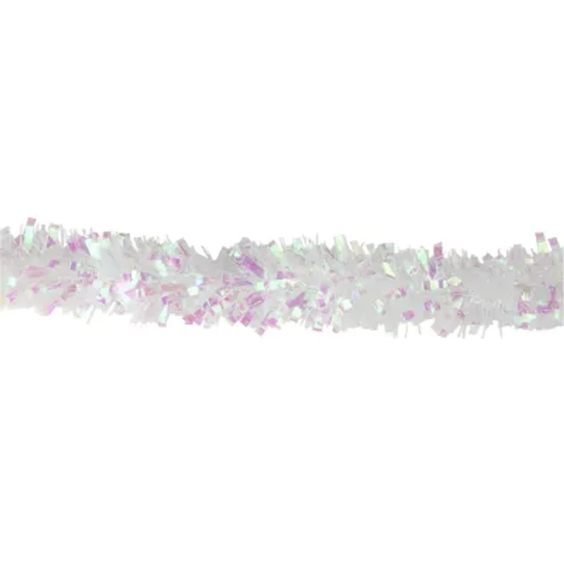 Northlight Iridescent And Snowblush Wide Cut Tinsel Unlit Christmas Outdoor Garland