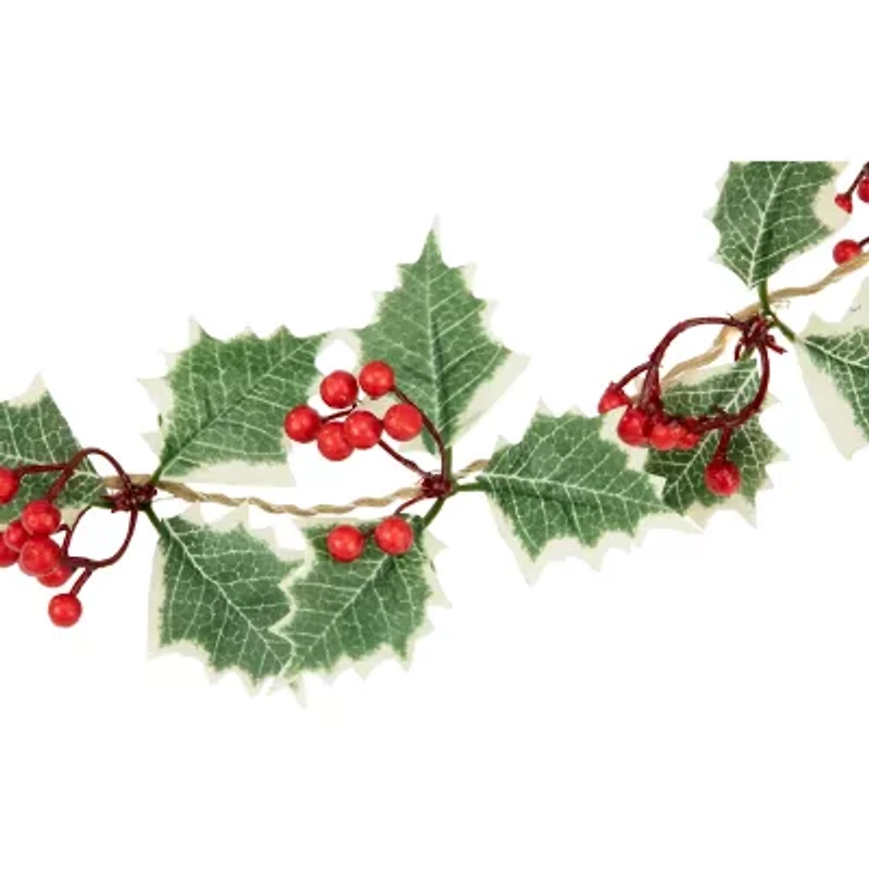 Northlight Holly And Berry White Led Lights Pre-Lit Christmas Indoor Garland